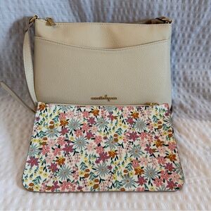 Nanette Lepore Ayanna Eggshell off White Crossbody Bag with Floral Pouch NWT